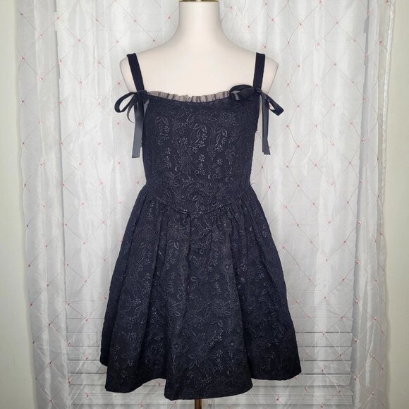 Trixxi Black Floral Whimsigoth Fairy Goth Glam Grunge Babydoll Dress Medium NWT